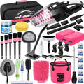 41Pcs Car Cleaning Kit, Interior Detailing Kit with High Power Handheld Vacuum, Detailing Brush Set, Windshield Tool, Snow Shovel, Pink Complete Auto Accessories for Women by AUTODECO