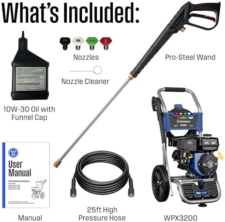 Westinghouse WPX3200 Gas Pressure Washer, 3200 PSI and 2.5 GPM, Onboard Soap Tank, Spray Gun and Wand, 5 Nozzle Set, for Cars/Fences/Driveways/Homes/Patios/Furniture - Image 6