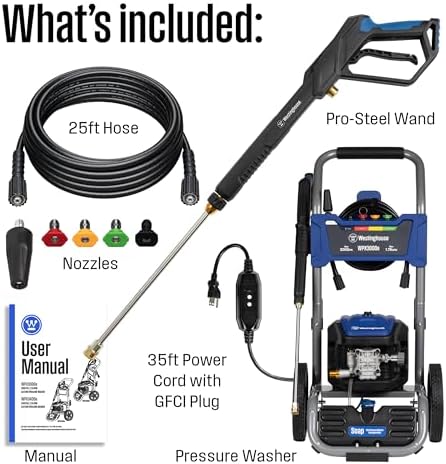 Westinghouse WPX3000e Electric Pressure Washer, 3000 Max PSI and 1.76 Max GPM, Induction Motor, Onboard Soap Tank, Spray Gun and Wand, 5 Nozzle Set, for Cars/Fences/Driveways/Homes/Patios/Furniture - Image 6