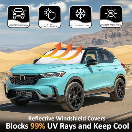 Sunshade for Honda CRV 2017-2022 Sun Shade Fit HR-V CR-V LX EX EX-L, Sport Hybrid, Sport Touring Hybrid SUV Accessories Front Window Shield Sun Visor Protector Foldable Windshield Cover Block UV Rays - Image 2