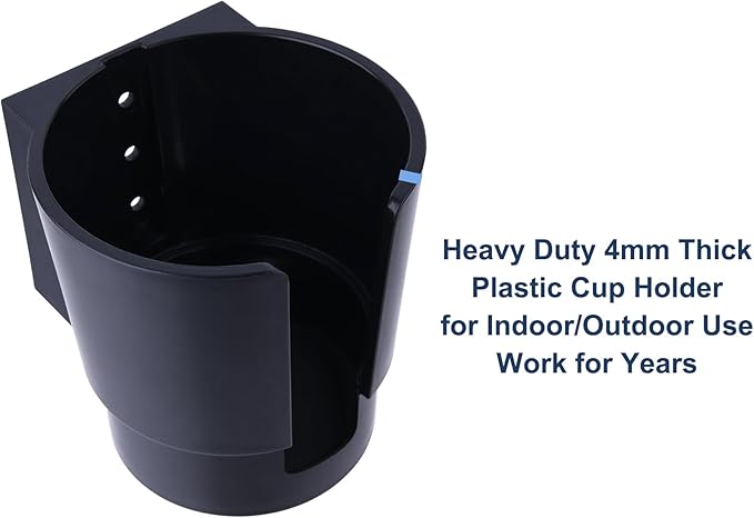 Universal Large Cup Holder Wall Mount, Heavy Duty Plastic Drink Holder | Work for Boat Car Truck RV Bus Tractor Wall Wood, Vertical or Horizontal Mount, Fit Most Cup Bottle Can Tumbler Black 1 Pack - Image 5