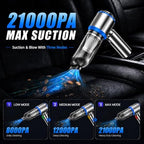 Cordless Mini Car Vacuum Cleaner, Hand Held Portable Vacuum, 21000PA High Power Small Vacuum Cleaner, Compressed Air Duster & Air Blower & Aspiradora para Carro for Car, Home, Office, Pet - Image 2