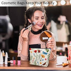 Makeup Bag For Purse Dragonfly, Wild Flowers Butterfly Dragonflies Cosmetic Bags For Women With Zipper Travel Toiletry Pouch Makeup Bags Makeup Organizers Purse For Toiletries Cosmetics - Image 2