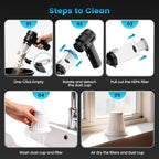 Wansimoo Handheld Car Vacuum Cleaner,25000PA Strong Cyclonic Suction Foldable Mini Vacuum Portable Cordless with Digital Display and One Touch Dust Removal for Car, Home, Office, Kitchen (Silver) - Image 6