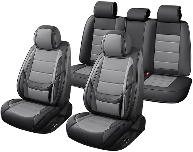 Car Seat Covers Full Set Fit For Toyota Land Cruiser 2000-2026, Black&Gray | Lumbar Support, Premium Faux Leather, Breathable, Anti-Slip, Airbag Compatible, Waterproof, Car Seat Protectors, 2 Row-5Seat - Image 8