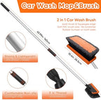 Wontolf 62'' Car Wash Brush with Long Handle, Scratch-Free Soft Bristles Sturdy Car Wash Mop, Complete Cleaning Brush Kit Wash Mitt Towel Windshield Squeegee Wheel Tire Brush for Car Truck RV Orange - Image 6