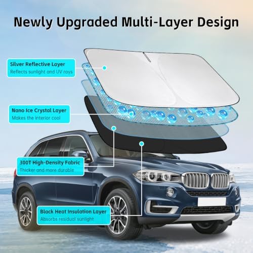 Windshield Sun Shade for BMW X5 2007-2018 Sunshade - Image 3