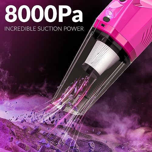 THINKWORK Car Detailing Kit with Vacuum, Pink Car Cleaning Accessories Set - Image 6