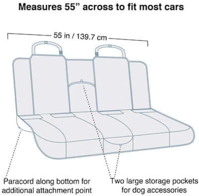 Kurgo Rover Bench Seat Cover, Black, 55" Wide | Protects Bench Seats from Muddy Paws & Pet Hair, Waterproof, Stain Resistant, Secure Fit, For Cars & SUVs - Image 3