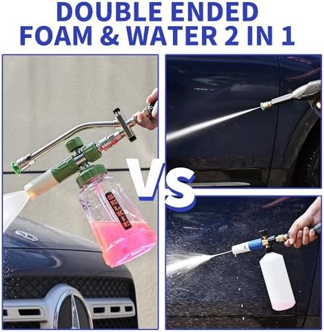 Selkie Foam Cannon with Double Tip Attachment,Adjustable Pressure Washer Foam Blaster with with Dual-Connector Accessory,5 Power Washer Sprayer Nozzles, 1/4" Quick Connect, 3600 PSI - Image 7