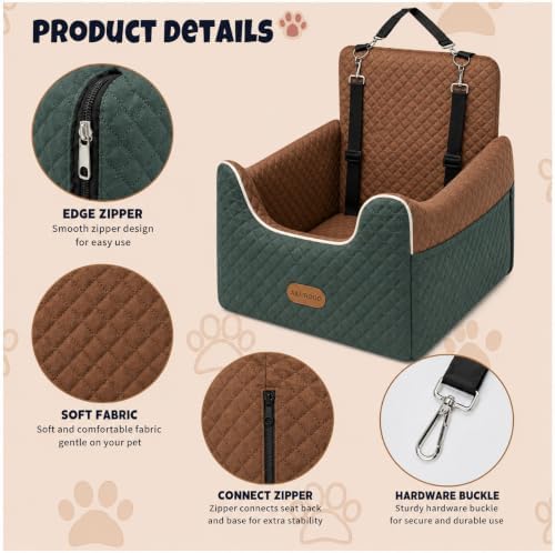 ALL GOOD PET SUPPLIES Dog Car Seat for Small/Medium Dogs Under 35lbs | Soft Memory Foam Booster Car Seat with Detachable Washable Cover and Cushion, Puppy Dog Bed - Image 4