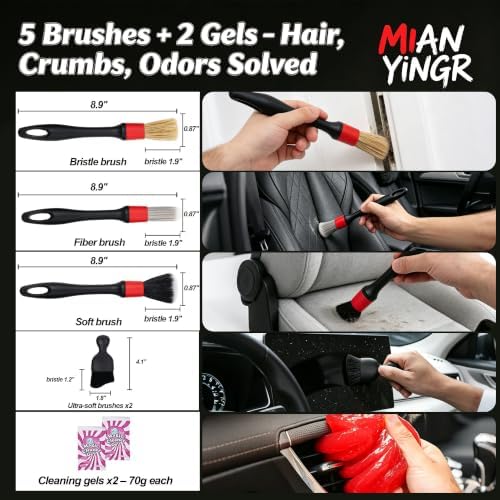 Windshield Cleaner Tool, 17Pcs Red Car Interior Detailing Kit - Image 3