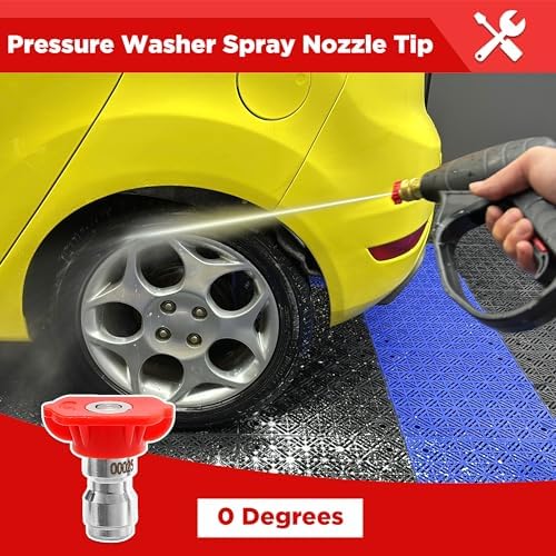 Pressure Washer Tips, 0° Red Nozzle 7 Pack for Cars/Driveways/Patios - Image 2