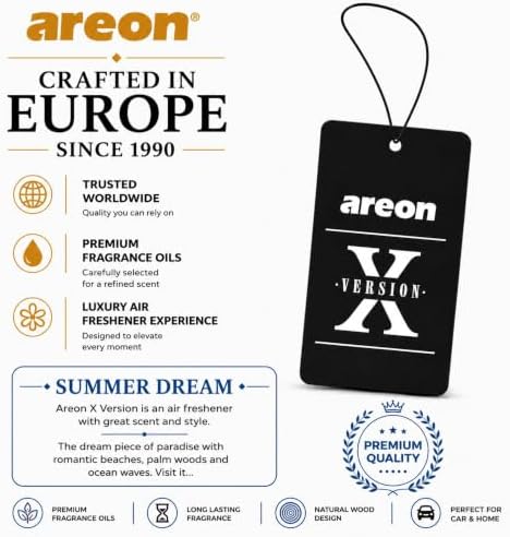 AREON X Version Summer Dream Fresh Paper Hanging Car Air Freshener 12 Pack - Image 6