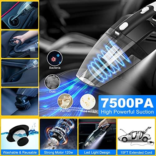 39Pcs Car Cleaning Kit, Interior Detailing Kit with High Power Handheld Vacuum, Detailing Brush Set, Windshield Tool, Blue Complete Auto Accessories for Women, Men - Image 2