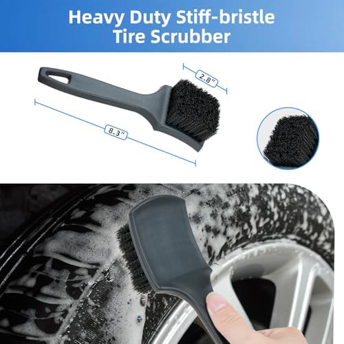 9PCS Car Wheel Detailing Brush Kit Scratch-Free Rim & Tire Cleaner Brushes - Image 5