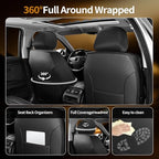 Fit Liberty Car Seat Covers Compatible with Jeep Liberty 2002-2010 2011 2012.Full Coverage Waterproof Leather,Compatible with Airbag,All - Weather Seat Cushion Protector(2 Front,Black) - Image 2