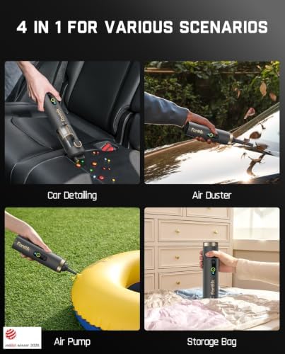 Fanttik Slim V10 APEX Cordless Car Vacuum, 4-in-1 Portable Mini Handheld Vac, Upgraded Smart Digital Display, 19kPa Suction Power, 2 Suction Modes for Small Jobs, Car, Office Desk, Keyboards (Gray) - Image 2