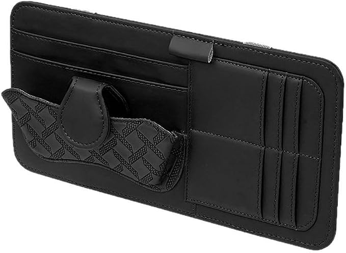 Car Sun Visor Organizer, Multifunctional Visor Storage Pouch with Sunglasses Holder & Card Sleeve Pocket, Auto Interior Organizer Pocket Bag for Pens Cards Documents, Universal Fit (Black) - Image 7