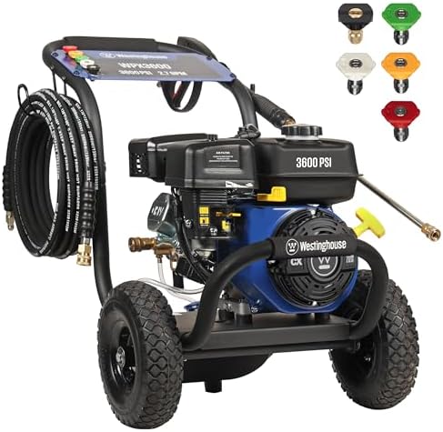 Westinghouse WPX3600 Gas Pressure Washer, 3600 PSI and 2.7 GPM, Onboard Soap Tank, Spray Gun and Wand, 5 Nozzle Set, for Cars/Fences/Driveways/Homes/Patios/Furniture by Unknown