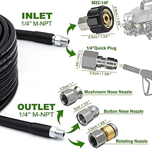 Sewer Jetter Kit 100FT for Pressure Washer, 5800PSI Drain Cleaner Hose - Image 2
