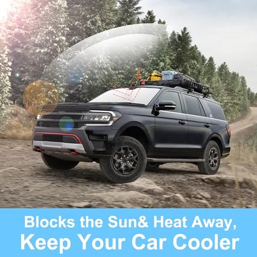 TINGLU Sun Shade for Ford Expedition SUV 2018-2024 2025 Accessories Windshield Sun Shade Window Shade UV Rays Protection Sun Visor Cover with Steering Wheel Sunshade Storage Bag - Image 5