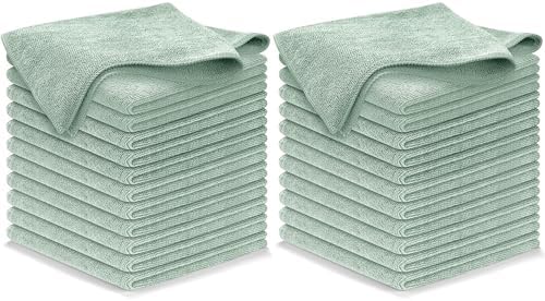 USANOOKS Microfiber Cleaning Cloth - Sea Green - 24Pcs (12.5x12.5 inch) High Performance - 1200 Washes, Ultra Absorbent Car Towel Traps Grime & Liquid for Streak-Free Mirror Shine - car Washing Cloth by USANOOKS