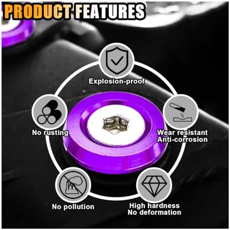 smilfuy 20PCS Aluminum Bumper Fender Washer Stainless Steel Bolts, Purple - Image 4