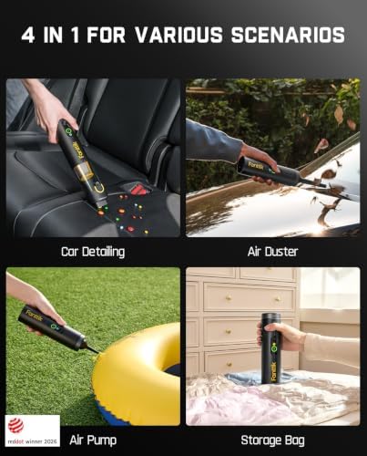 Fanttik Slim V10 APEX Cordless Car Vacuum, 4-in-1 Portable Mini Handheld Vac, Upgraded Smart Digital Display, 19kPa Suction Power, 2 Suction Modes for Small Jobs, Car, Office Desk, Keyboards (Black) - Image 2
