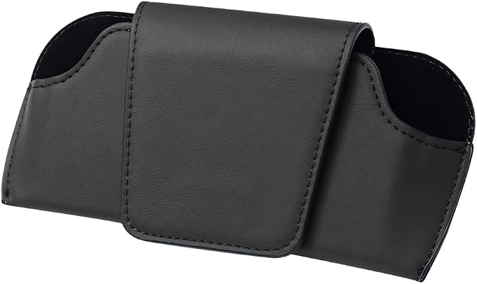 Sunglass Holder for Car Visor, PU Leather Magnetic Vehicle Glasses Organizer Box with Clips, Automotive Interior Eyeglasses Storage Case Accessories, Universal for Most Vehicles (Black) by Unknown