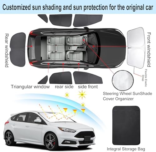 TINGLU Window Shades for Ford Focus 2014-2018 Hatchback Accessories Car Side Full Windows Rear Triangular Windshield Sun Shade Sun UV Rays Privacy Protection 8PCS - Image 3