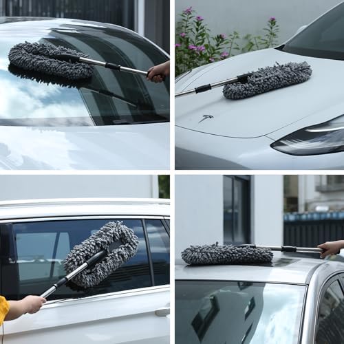 IPELY 3 Pack Large Microfiber Car Duster Exterior Scratch Free with Extendable, Car Duster Interior Multipurpose dust Cleaning - Image 4