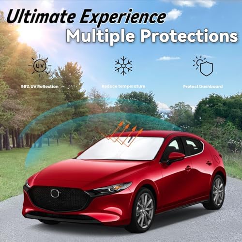 Windshield Sun Shade for 2019-2025 2026 Mazda 3 Mazda3 Sunshade - Image 3