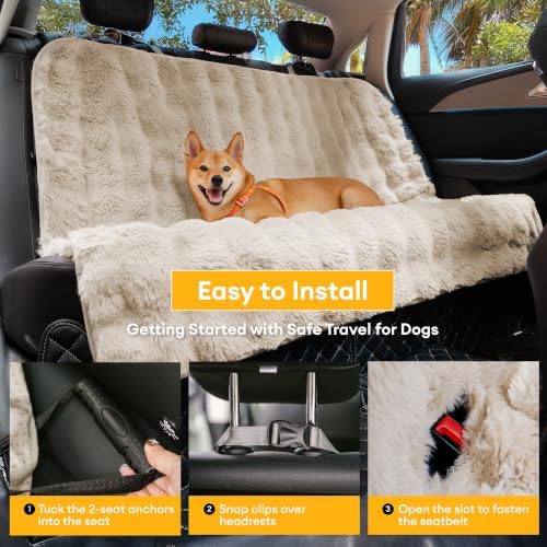 FUNNY FUZZY Luxurious Dog Car Seat Cover, Waterproof Backseat Protector | Faux Rabbit Fur, Full Backseat Cover, Non-Slip, Hair, Dirt & Scratch Defense, Machine Washable, Fits Cars, SUVs & Trucks - Image 3