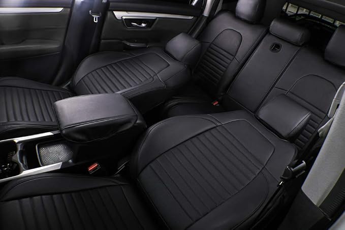 EKR Accord Seat Covers for Honda Accord 2023 2024 2025 2026 EX,SE &2023-2026 (Hybrid) Sport,EX-L,Sport-L,Touring,(Rear Row W/40/60 Split Backrest),Leather Seat Covers for Trucks Full Set (Black) - Image 4