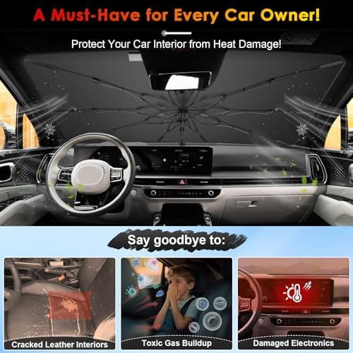 for Car Windshield Sunshade Umbrella for 2021-2025 Kia Sorento, Custom Fit Windshield Sun Protector Cover, 6-Layer Heat-Resistant Fabric, Ultra-Strong Fiberglass Frame (for 2021-2025 Kia Sorento) - Image 3