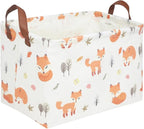 Rectangle Fox Basket,Collapsible canvas waterproof storage basket,Toy Organizer,Laundry Baskets for Kid Rooms,Baby Room decor,Toy Baskets,Woodland Nursery Decor(Fox) by FXOCSHE