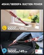 Fanttik Slim V10 APEX Cordless Car Vacuum, 4-in-1 Portable Mini Handheld Vac, Upgraded Smart Digital Display, 19kPa Suction Power, 2 Suction Modes for Small Jobs, Car, Office Desk, Keyboards (Red) - Image 6