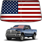 Bestview American Flag Windshield Sunshade for 2010-2025 Dodge Ram 2500 3500,Custom Fit Foldable Front Window Sunshade Sun Visor Accessories Protector Block UV Rays Heat, Keep Your Car Cooler by BESTVIEW