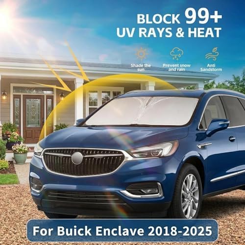 for Buick Enclave Windshield Sun Shade 2018-2023 2024 2025, Custom Fit Front Window Sunshade, Foldable UV Ray Blocker, Car Accessories Sun Visor for Enclave - Image 2