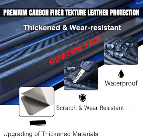 Car Door Sill Protectors for Ford F-250 F250 Super Duty Accessories, Thick Carbon Fiber Door Sill Scuff Plate Cover, Door Entry Guard Decorative Stickers (Text Customization, Fit for F250) - Image 3