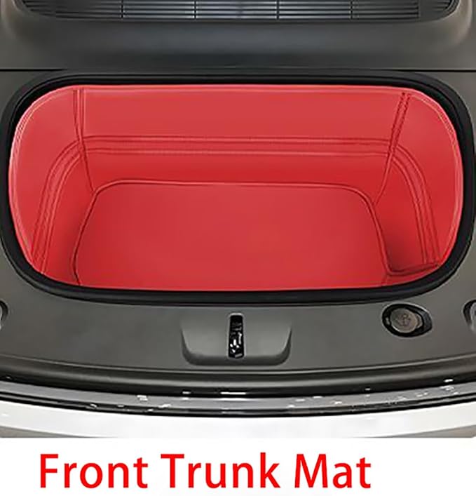 Compatible with Tesla Model Y Juniper Refresh(Not fit Standard) 2026 Full Cover Frunk Mat & Rear Lower Trunk Storage & Inner Storage Mat Red Genuine Leather - Image 5