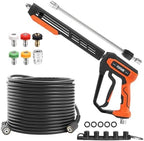 FIXFANS Pressure Washer Gun and Hose Kit, 50FT Power Wash Hose, M22 Fitting by FIXFANS
