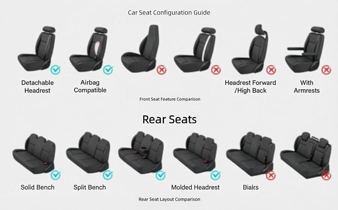 Custom Car Seat Covers Fit for Wrangler JL JK Rubicon Sahara Grand Cherokee L Cherokee Compass Renegade Gladiator Wagoneer Liberty Commander Grand Cherokee SRT (Black) - Image 4