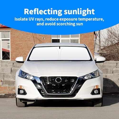 Front Windshield Sun Shade Custom Fit Compatible for Altima 2019-present Sunshade Foldable UV Ray Reflector Sun Visor Protector Accessories Shield Cover Reflective (for Altima 2019-present) - Image 4