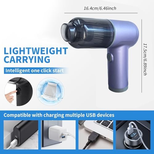 Portable Car Vacuum Cordless,2-in-1 Blow Suction Handheld Cleaner with Multi-Nozzles, Rechargeable Mini Vacuum for Car, Home, Office, Pet Hair, Sofa, Keyboard. - Image 3