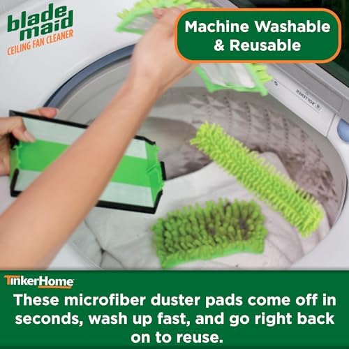 Blade Maid Replacement Microfiber Pads | Reusable, Machine Washable Pads for Blade Maid Ceiling Fan Cleaner with Extendable Pole for High Ceilings, Corner Cleaning Tool | Size 4.9" x 7.7" (Pack of 2) - Image 6