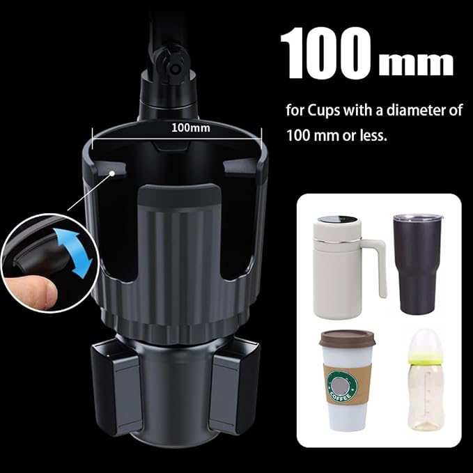Cup Holder Phone Mount for Car, 2 in 1 Cell P Car Mount 360 Rotation Cup Holder Expander for Stanley 10-40oz Drink Bottles, Mugs and Phone Compatible with iPhone Samsung - Image 4