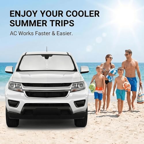 Windshield Sun Shade for Chevy Colorado 2015-2024 2025 2026 Sunshade Front Window Shade Custom Fit Colorado Accessories Sun Visor Foldable Shade Blocks UV Rays Accessories - Image 4