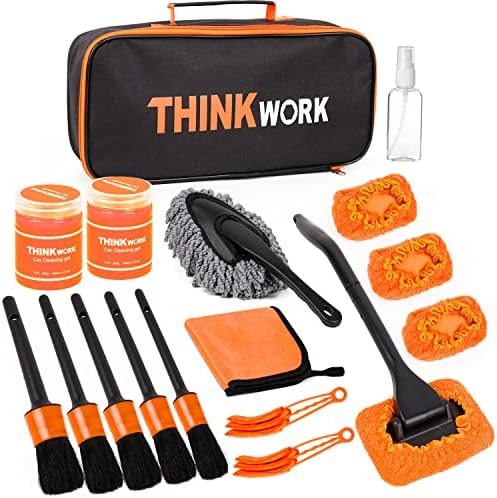 THINKWORK Windshield Cleaner Tool, Car Detailing Kit Interior, Car Cleaning Kit Interior and Exterior Detail Brush, Auto Supplies & Accessories for Men Women by THINKWORK